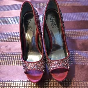 Carlos Red Sparkle High Heel Shoe